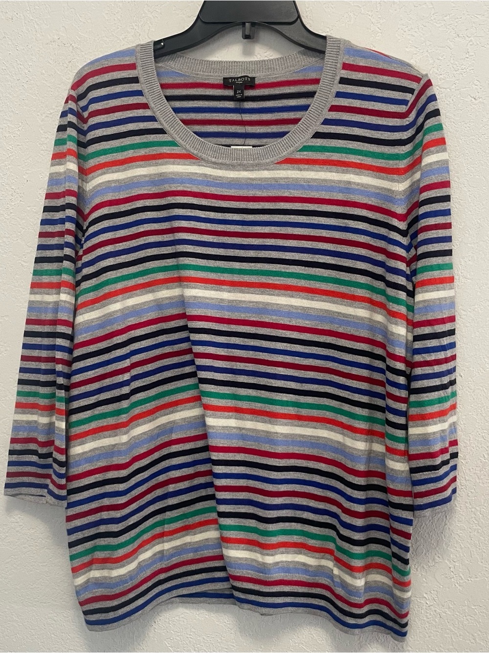 Talbots Sweater Womens 2X Long Sleeve Scoop Neck Casual Striped Multicolor NEW